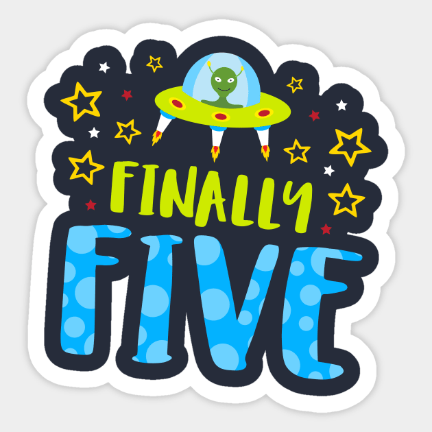 Finally Five Year Old Boy Birthday Sticker by ThreadsMonkey